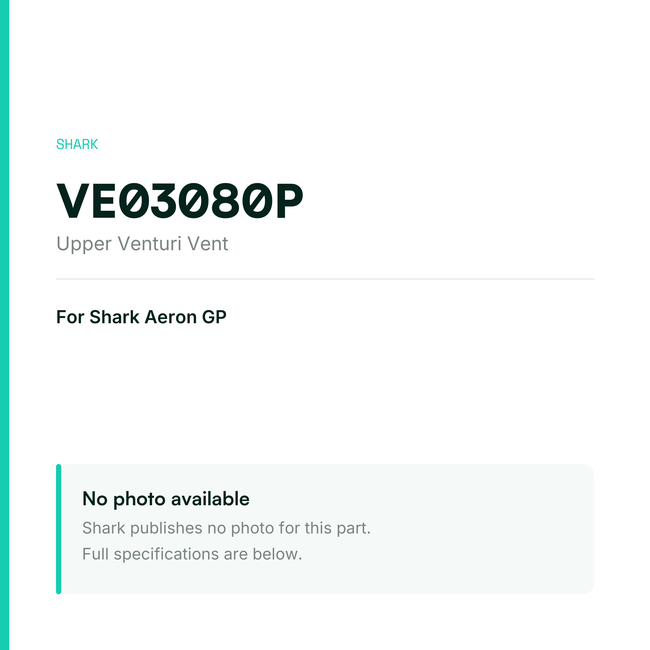 Shark Upper Venturi Vent for Aeron GP – VE03080P — placeholder, no manufacturer photo available