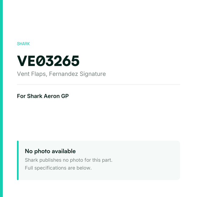 Shark Vent Flaps for Aeron GP – Fernandez Signature – VE03265 — placeholder, no manufacturer photo available