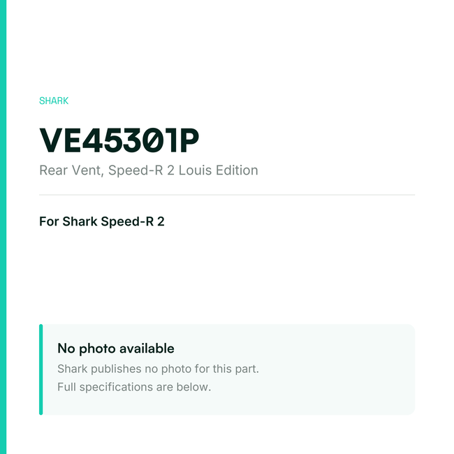 Shark Rear Vent for Speed-R 2 – Speed-R 2 Louis Edition – VE45301P — placeholder, no manufacturer photo available