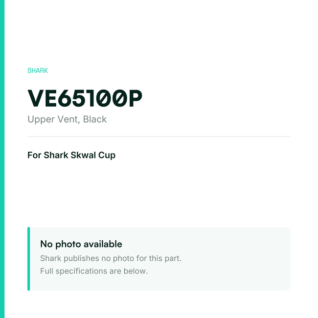 Shark Upper Vent for Skwal Cup – Black – VE65100P — placeholder, no manufacturer photo available