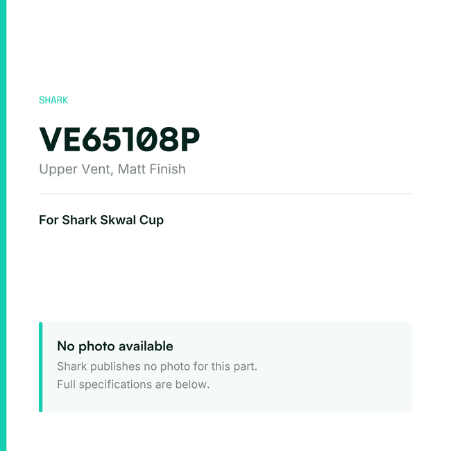 Shark Upper Vent for Skwal Cup – Matt Finish – VE65108P — placeholder, no manufacturer photo available