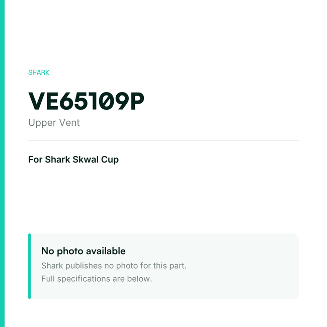 Shark Upper Vent for Skwal Cup – VE65109P — placeholder, no manufacturer photo available