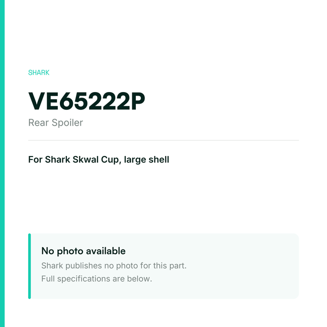 Shark Rear Spoiler for Skwal Cup Large Shell – VE65222P — placeholder, no manufacturer photo available