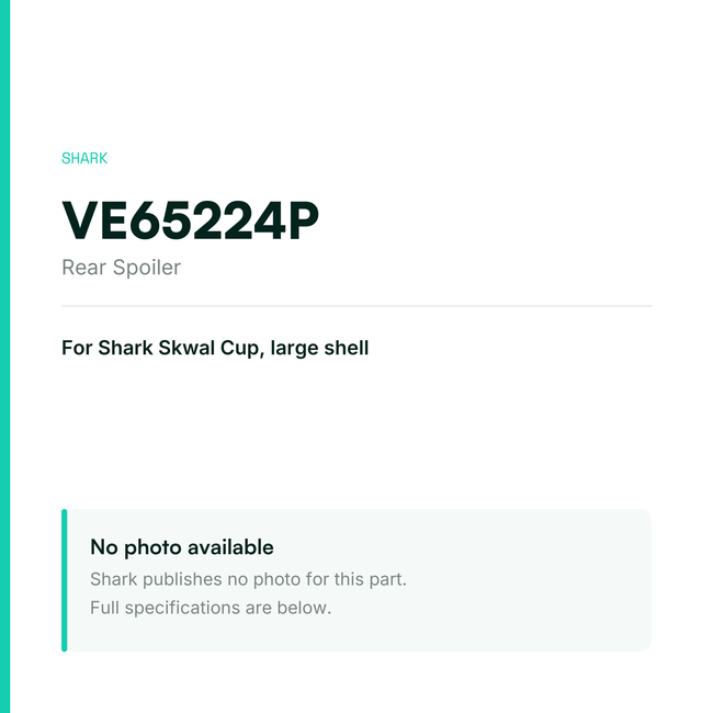 Shark Rear Spoiler for Skwal Cup Large Shell – VE65224P — placeholder, no manufacturer photo available