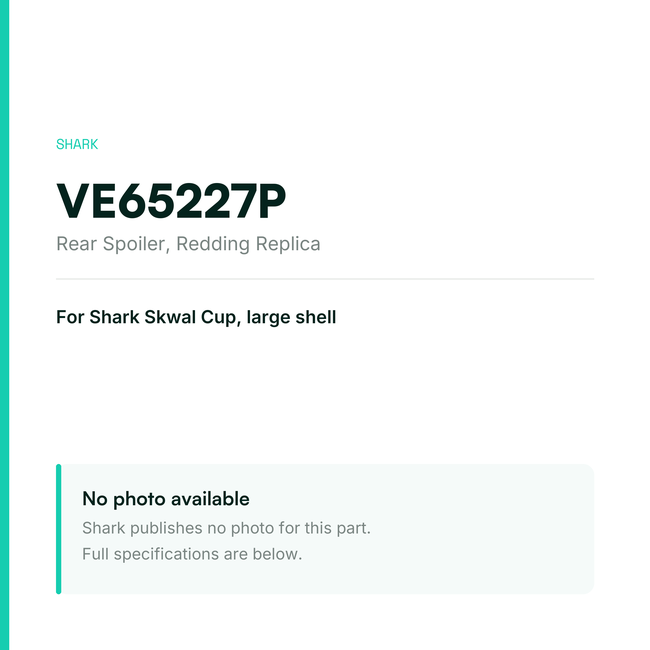 Shark Rear Spoiler for Skwal Cup Large Shell – Redding Replica – VE65227P — placeholder, no manufacturer photo available