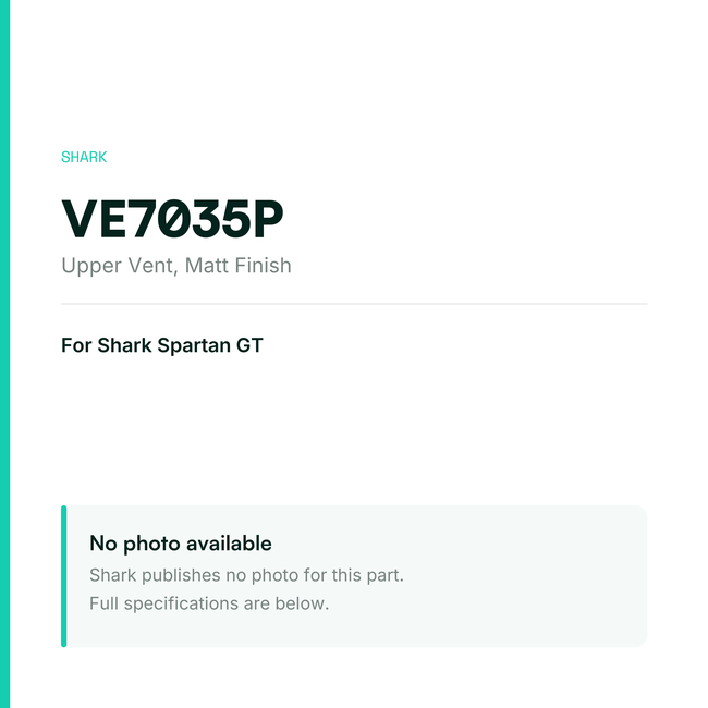 Shark Upper Vent for Spartan GT – Matt Finish – VE7035P — placeholder, no manufacturer photo available
