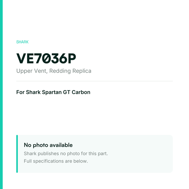 Shark Upper Vent for Spartan GT Carbon – Redding Replica – VE7036P — placeholder, no manufacturer photo available
