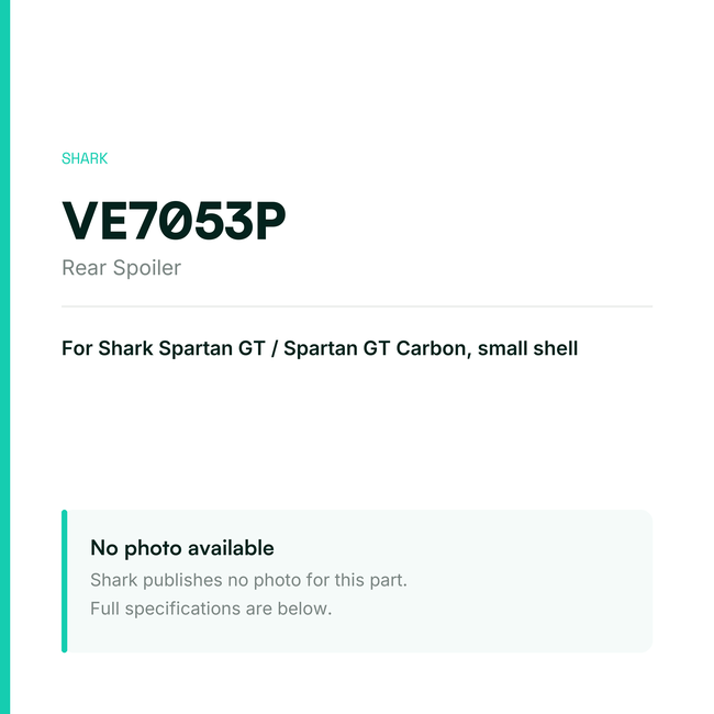 Shark Rear Spoiler for Spartan GT / Spartan GT Carbon Small Shell – VE7053P — placeholder, no manufacturer photo available