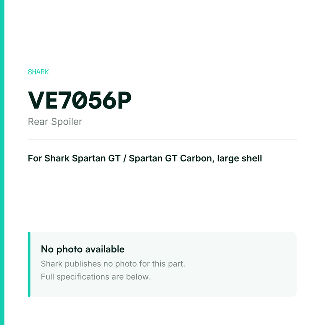 Shark Rear Spoiler for Spartan GT / Spartan GT Carbon Large Shell – VE7056P — placeholder, no manufacturer photo available