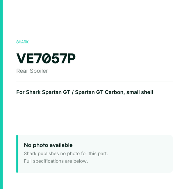 Shark Rear Spoiler for Spartan GT / Spartan GT Carbon Small Shell – VE7057P — placeholder, no manufacturer photo available