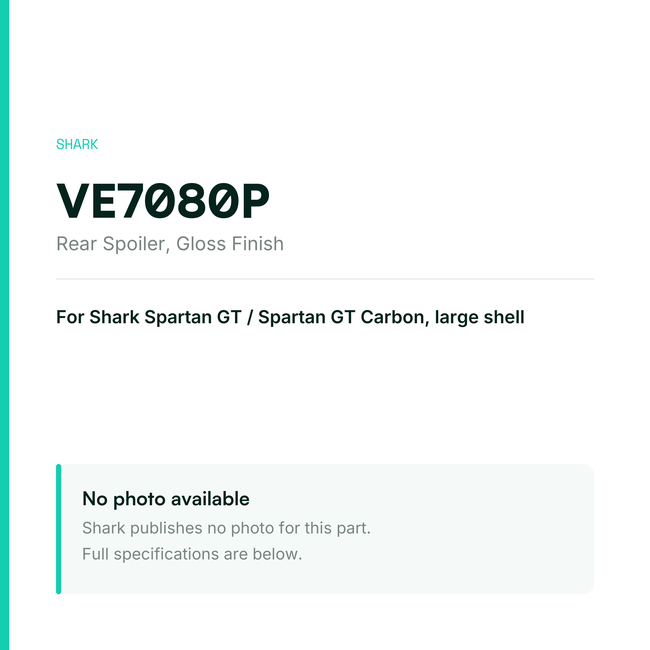 Shark Rear Spoiler for Spartan GT / Spartan GT Carbon Large Shell – Gloss Finish – VE7080P — placeholder, no manufacturer photo available