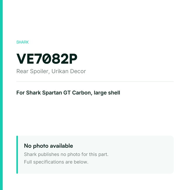 Shark Rear Spoiler for Spartan GT Carbon Large Shell – Urikan Decor – VE7082P — placeholder, no manufacturer photo available