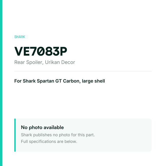 Shark Rear Spoiler for Spartan GT Carbon Large Shell – Urikan Decor – VE7083P — placeholder, no manufacturer photo available