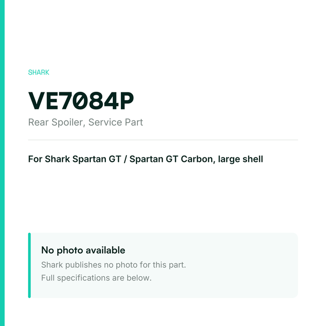 Shark Rear Spoiler for Spartan GT / Spartan GT Carbon Large Shell – Service Part – VE7084P — placeholder, no manufacturer photo available