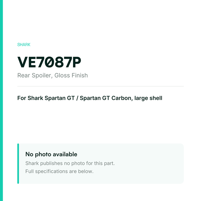 Shark Rear Spoiler for Spartan GT / Spartan GT Carbon Large Shell – Gloss Finish – VE7087P — placeholder, no manufacturer photo available