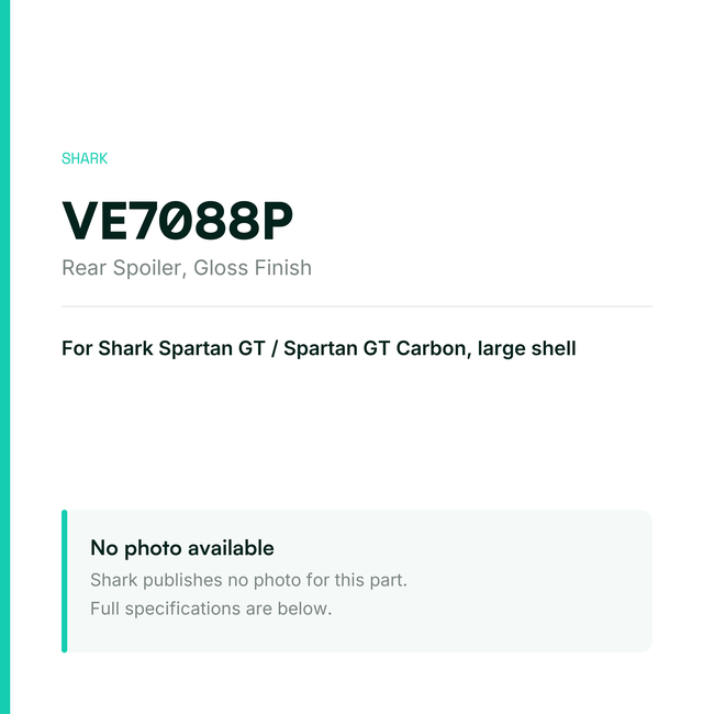 Shark Rear Spoiler for Spartan GT / Spartan GT Carbon Large Shell – Gloss Finish – VE7088P — placeholder, no manufacturer photo available