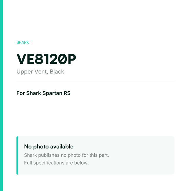 Shark Upper Vent for Spartan RS – Black – VE8120P — placeholder, no manufacturer photo available