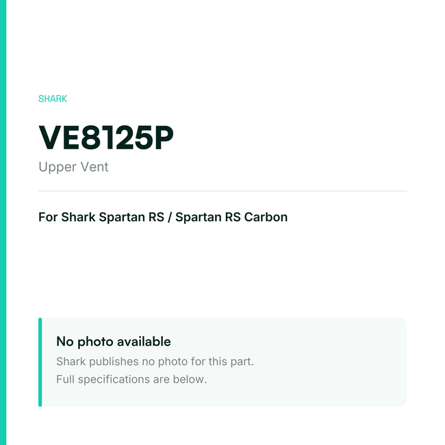Shark Upper Vent for Spartan RS / Spartan RS Carbon – VE8125P — placeholder, no manufacturer photo available