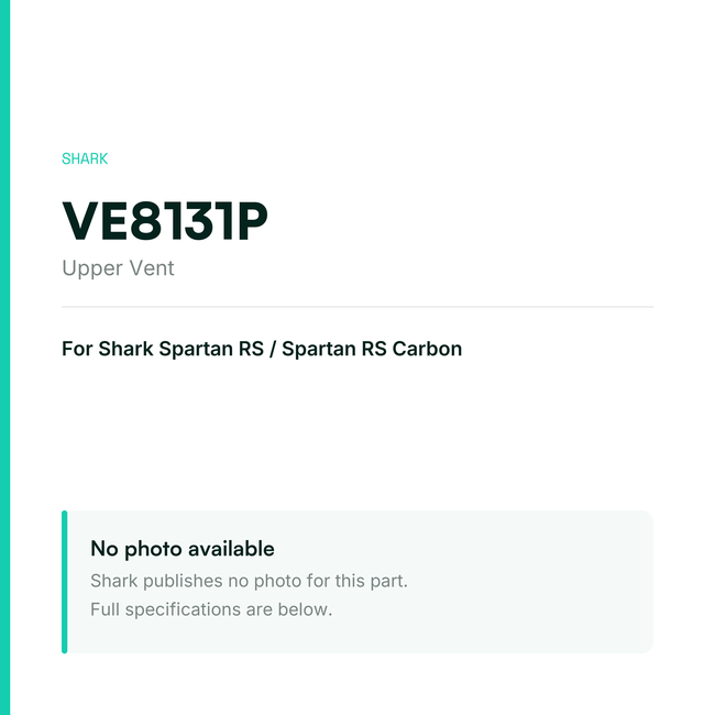 Shark Upper Vent for Spartan RS / Spartan RS Carbon – VE8131P — placeholder, no manufacturer photo available