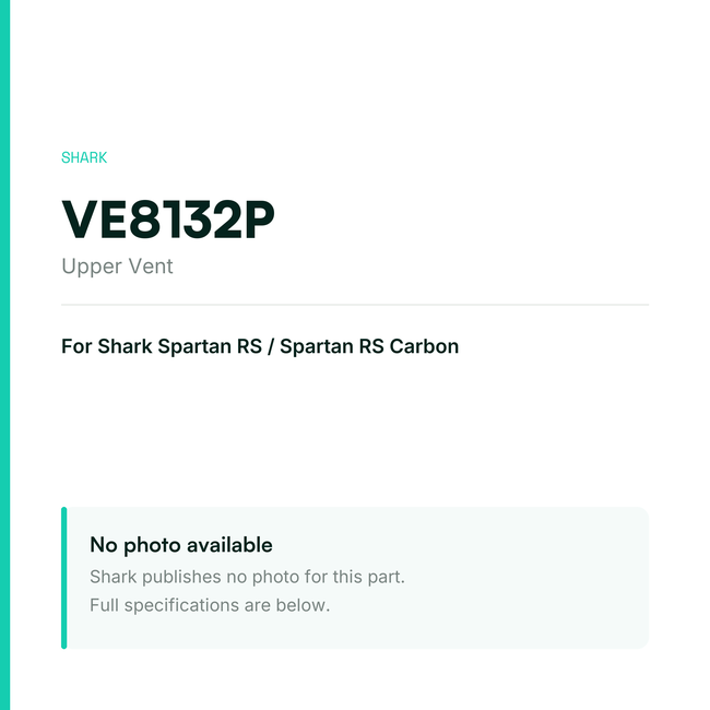 Shark Upper Vent for Spartan RS / Spartan RS Carbon – VE8132P — placeholder, no manufacturer photo available