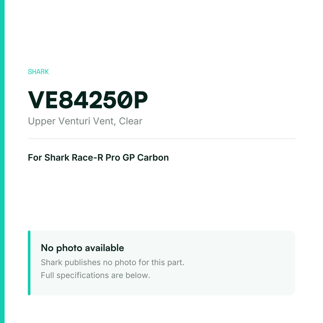 Shark Upper Venturi Vent for Race-R Pro GP Carbon – Clear – VE84250P — placeholder, no manufacturer photo available