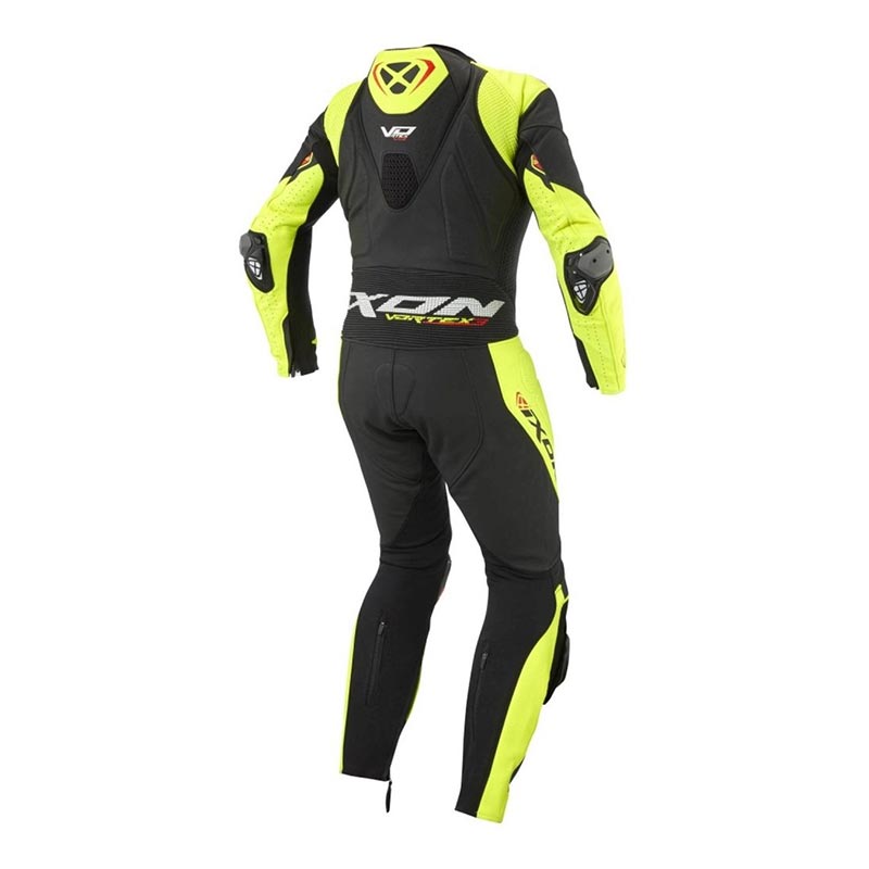 IXON Vortex 3 one-piece perforated leather race suit men black neon yellow