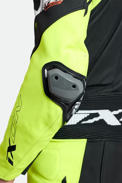 IXON Vortex 3 one-piece perforated leather race suit men black neon yellow