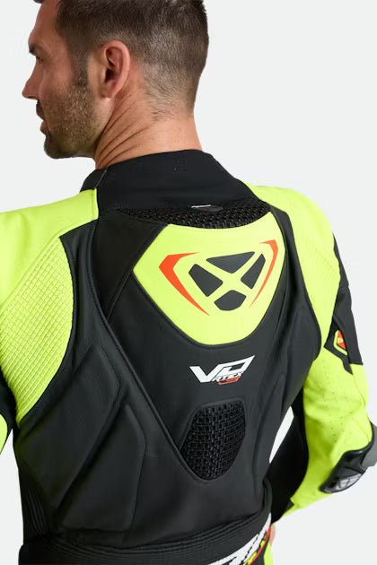 IXON Vortex 3 one-piece perforated leather race suit men black neon yellow