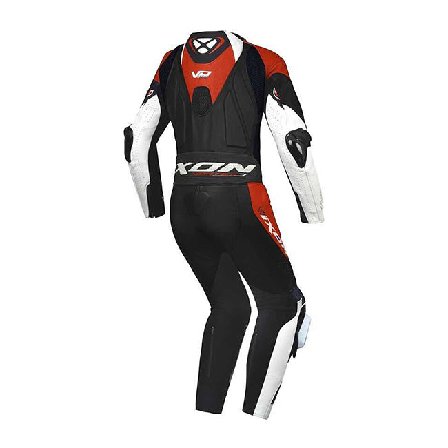 IXON Vortex 3 men's one-piece perforated leather race suit in white, black and red