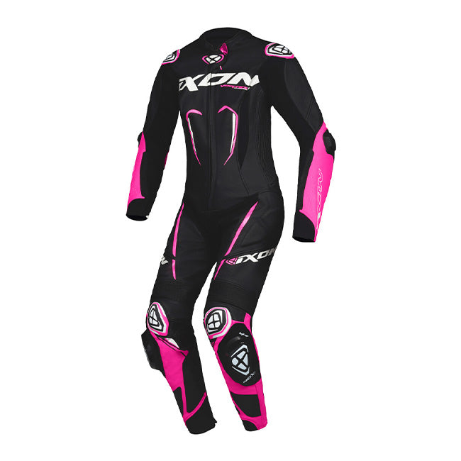 IXON Vortex 3 Lady one-piece perforated women's leather race suit in pink and black