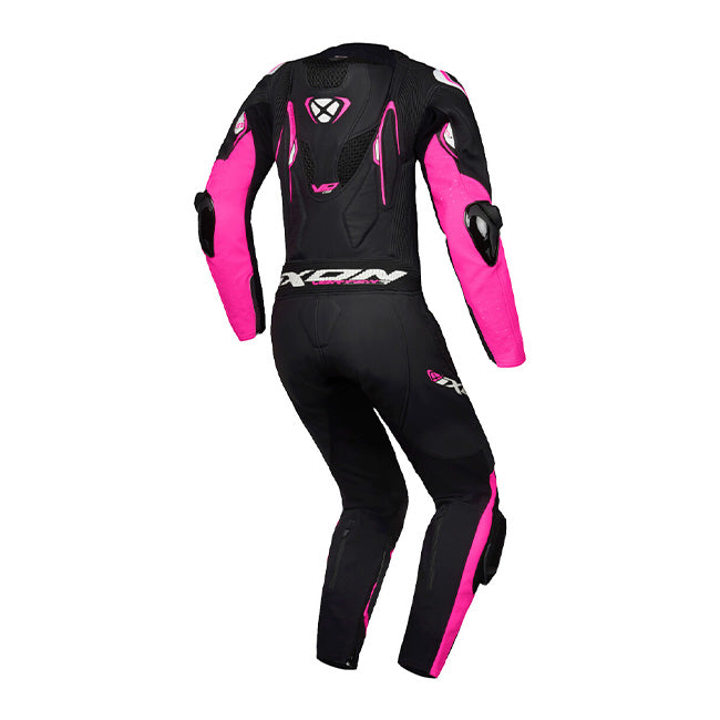 IXON Vortex 3 Lady one-piece perforated women's leather race suit in pink and black