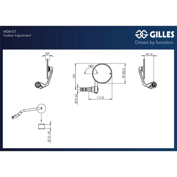 Gilles MOON bar-end mirror, view 5