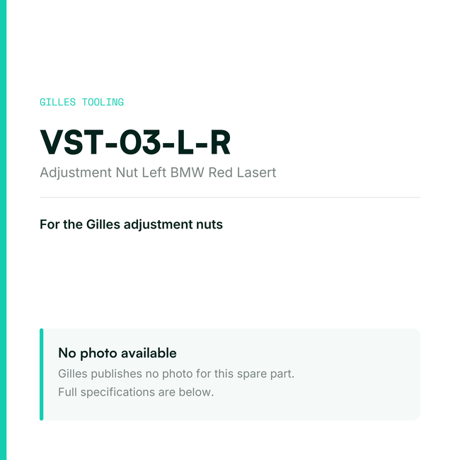 Gilles Adjustment Nut Left BMW Red Lasert – VST-03-L-R, data card, no manufacturer photo available