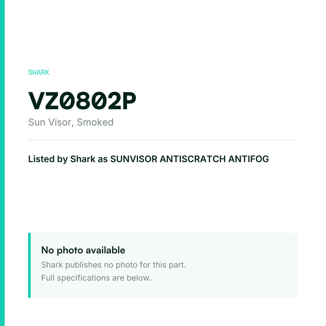 Shark Sun Visor – Smoked – VZ0802P — placeholder, no manufacturer photo available