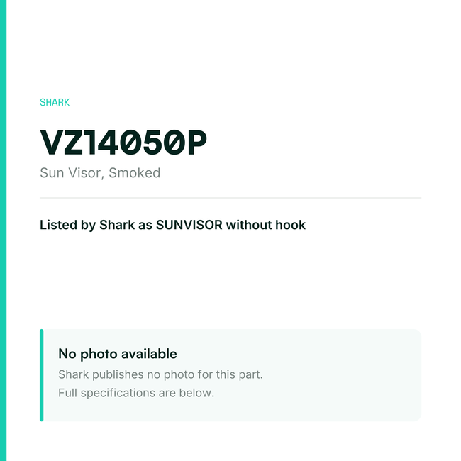 Shark Sun Visor – Smoked – VZ14050P — placeholder, no manufacturer photo available