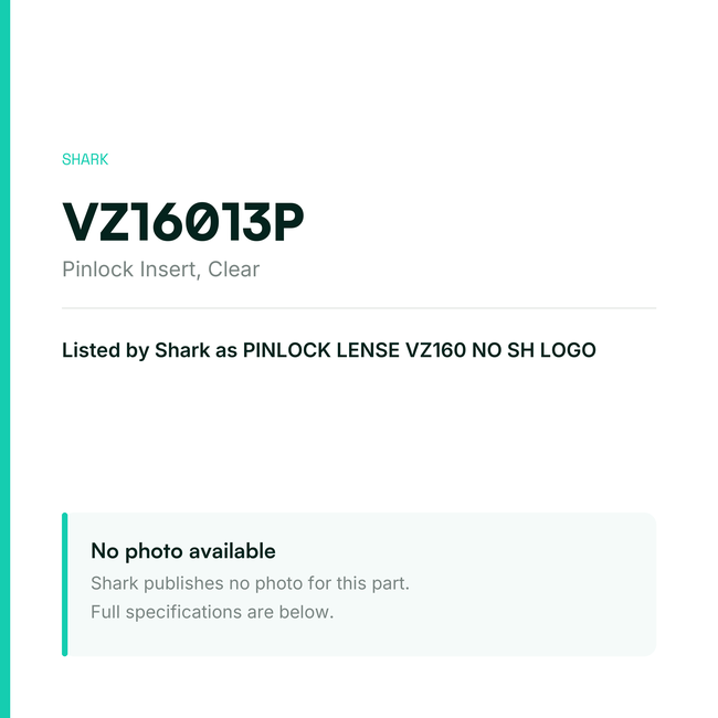 Shark Pinlock Insert – Clear – VZ16013P — placeholder, no manufacturer photo available