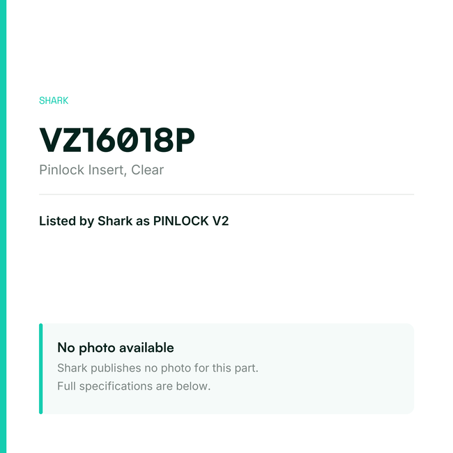 Shark Pinlock Insert – Clear – VZ16018P — placeholder, no manufacturer photo available
