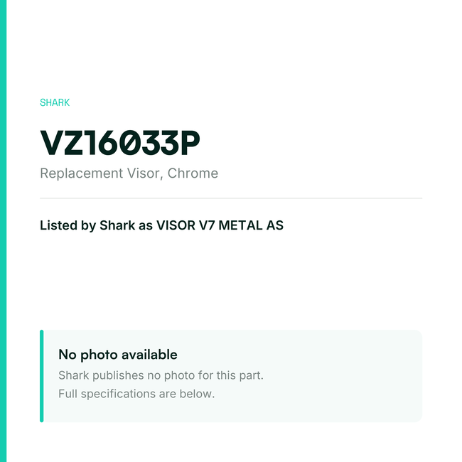 Shark Replacement Visor – Chrome – VZ16033P — placeholder, no manufacturer photo available