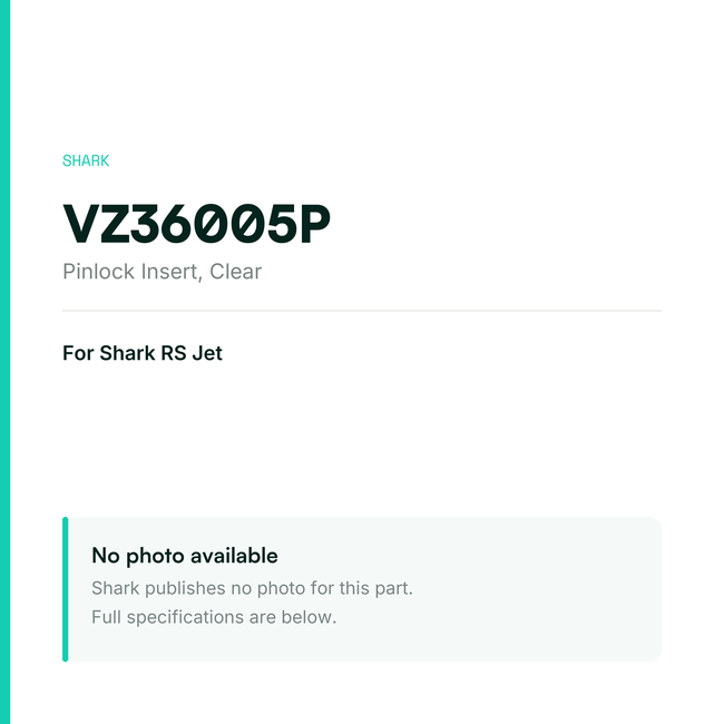 Shark Pinlock Insert for RS Jet – Clear – VZ36005P — placeholder, no manufacturer photo available