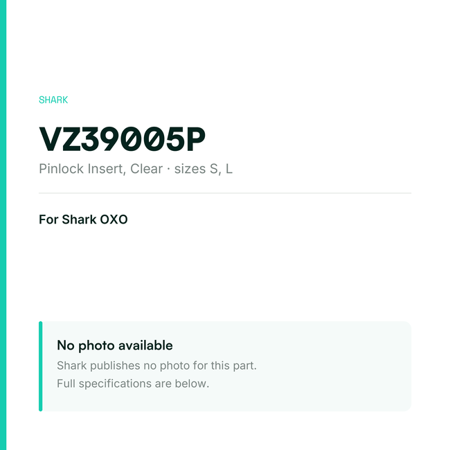 Shark Pinlock Insert for OXO – Clear – VZ39005P — placeholder, no manufacturer photo available