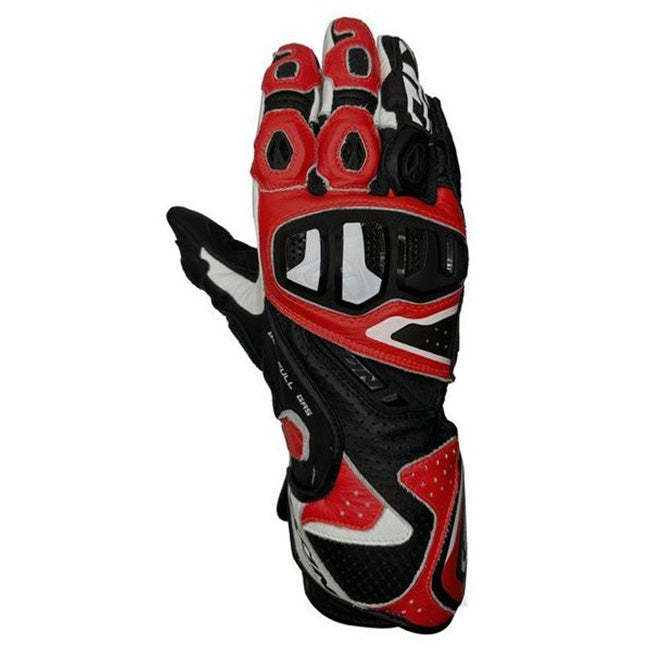 IXON Vortex GL racing leather gloves men's Red/Black with TPR palm sliders and knuckle protection