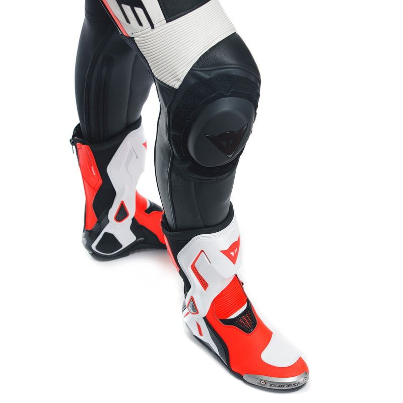 Dainese Grobnik Lady one-piece leather race suit in white and red, perforated panels