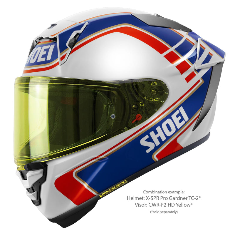 Shoei X-SPR PRO full-face racing helmet in Wayne Gardner Replica TC-2 blue white red livery