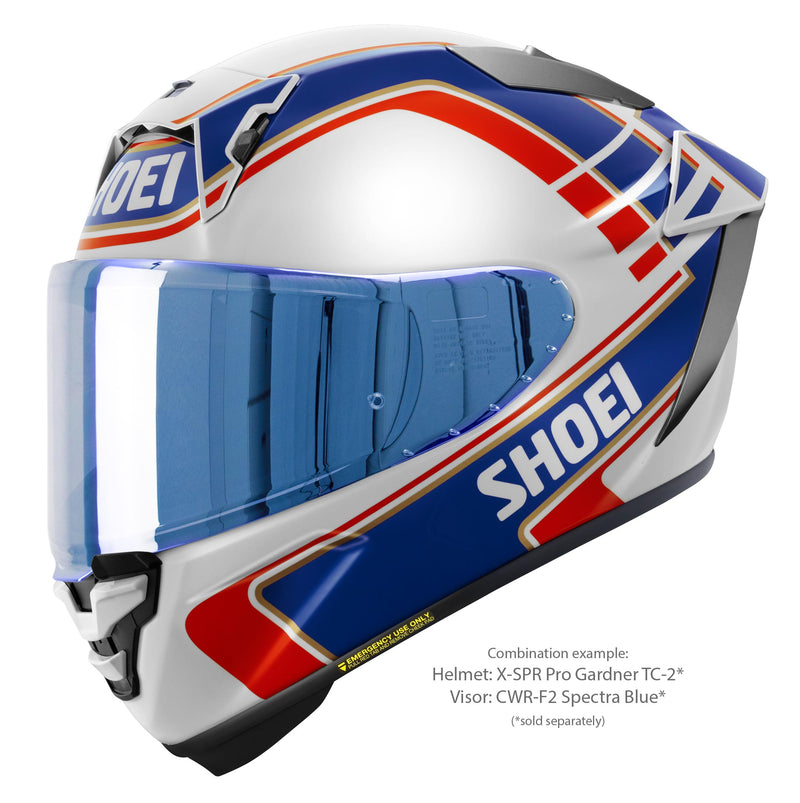 Shoei X-SPR PRO full-face racing helmet in Wayne Gardner Replica TC-2 blue white red livery