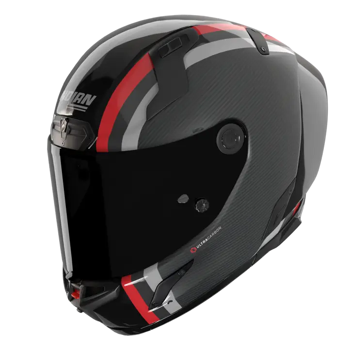 Nolan X-804 RS Ultra Carbon helmet in Gemini Black Red Anthracite 364 colourway