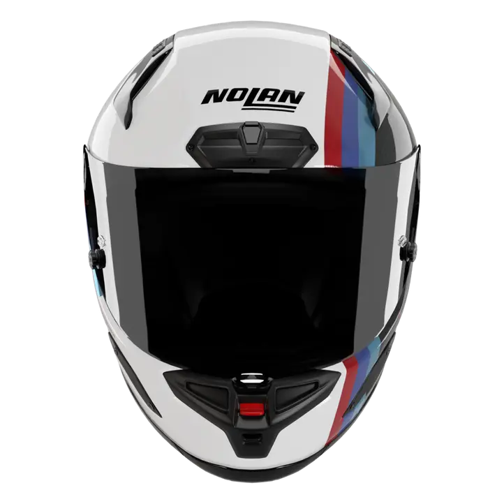 Nolan X-804 RS Ultra Carbon helmet in Gemini White Blue Red 365 graphic