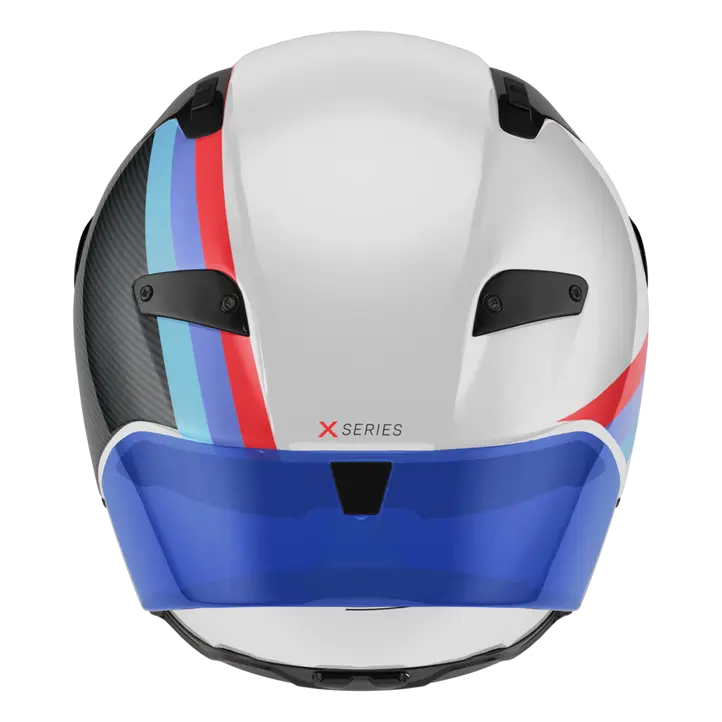 Nolan X-804 RS Ultra Carbon helmet in Gemini White Blue Red 365 graphic