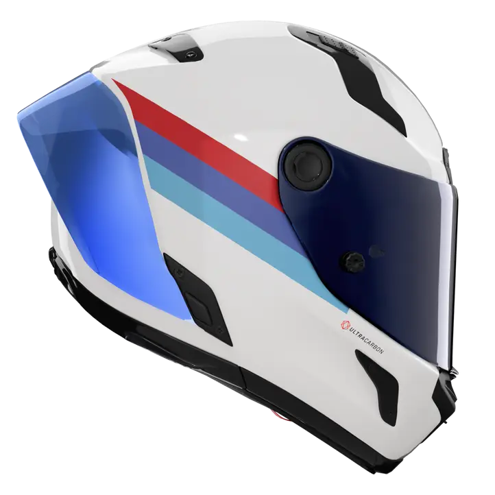 Nolan X-804 RS Ultra Carbon helmet in Gemini White Blue Red 365 graphic