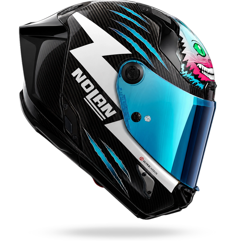 Nolan X-804 RS Ultra Carbon helmet Dom Herbertson Replica aquamarine white 382 – opposite side view