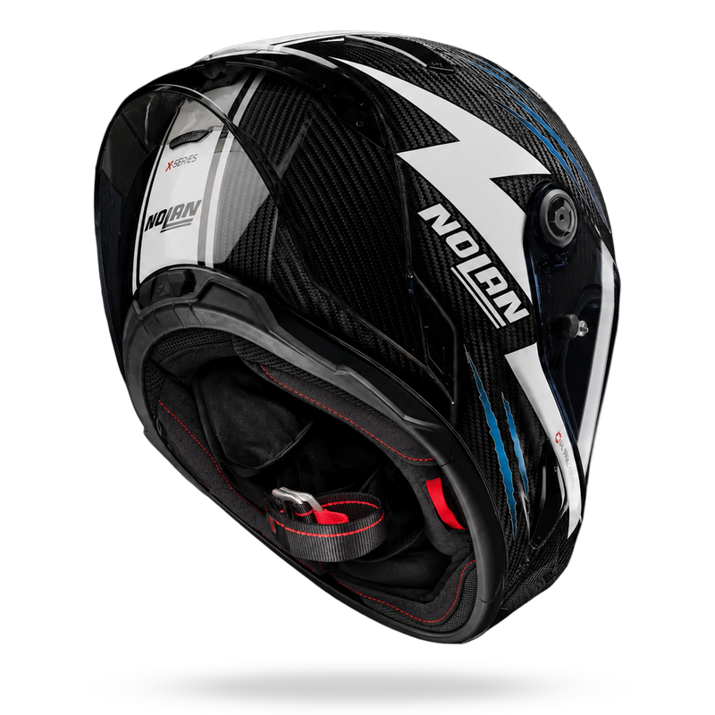 Nolan X-804 RS Ultra Carbon helmet Dom Herbertson Replica aquamarine white 382 – rear view